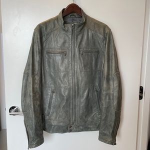"7 Diamonds" Grey Leather Jacket